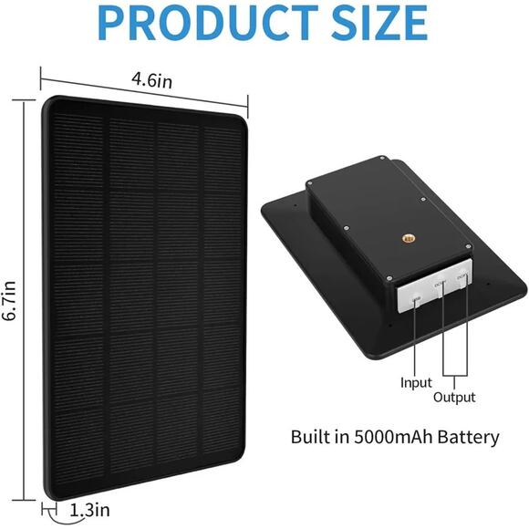 5W Trail Camera Solar Panel, 12V Battery Kit Build-in 5200mAh Rechargeable New - Picture 2 of 8